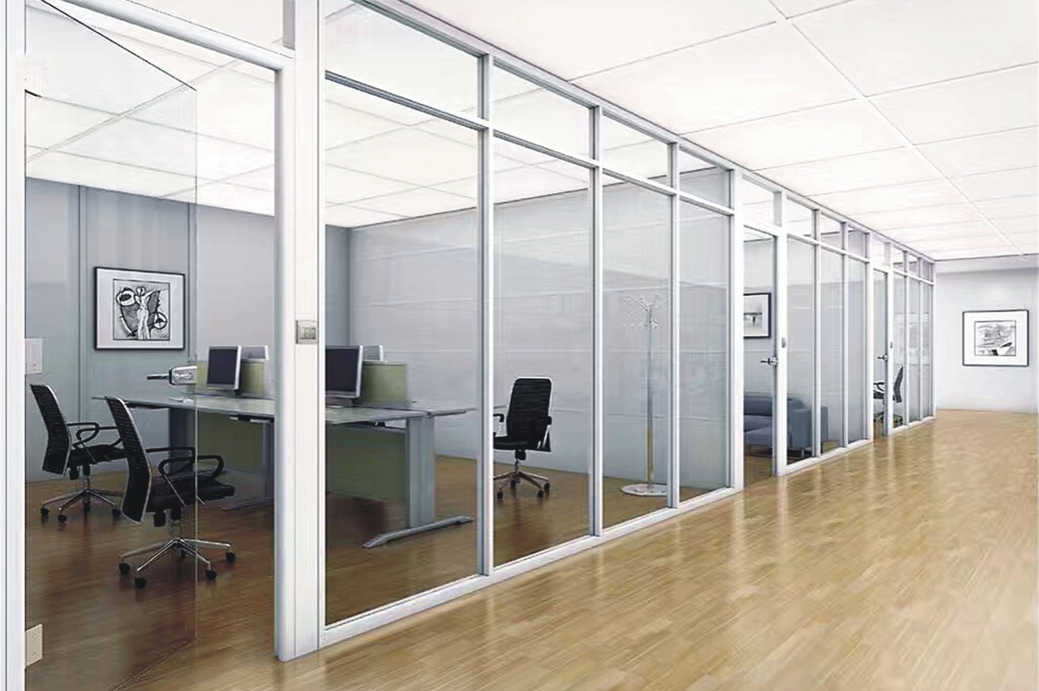 美尚钢化玻璃隔断 办公室玻璃隔 铝合金玻璃断 - 美尚高隔 - 九正建材网